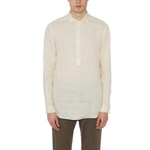 PAOLO PECORA Men's Long Sleeve Popover Shirt Men CREAM Shirts